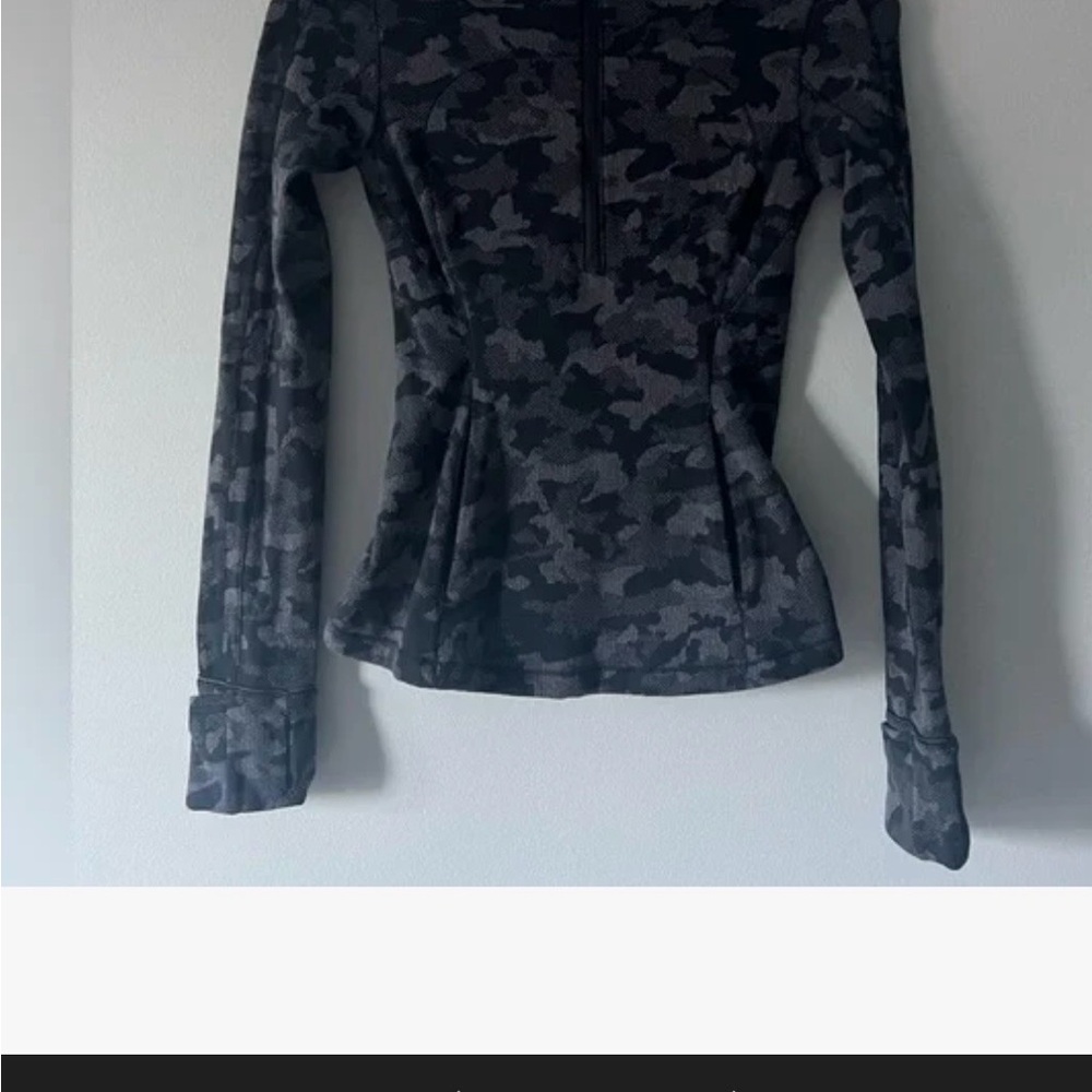 lululemon athletica Black & Gray Camo Long Sleeve Zip Pullover